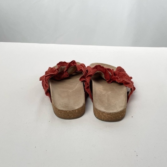 Anthropologie Bianca Ruffled Slide Sandals in Red Size 8 - Picture 5 of 9